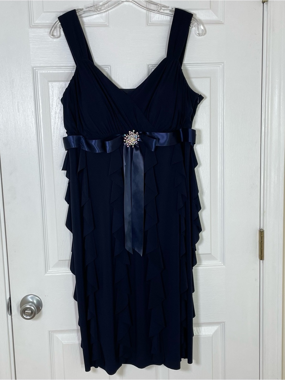 Vintage Betsy & Adam Tiered Ruffle Dress Dark Romantic Y2K Rhinestone Women’s 16